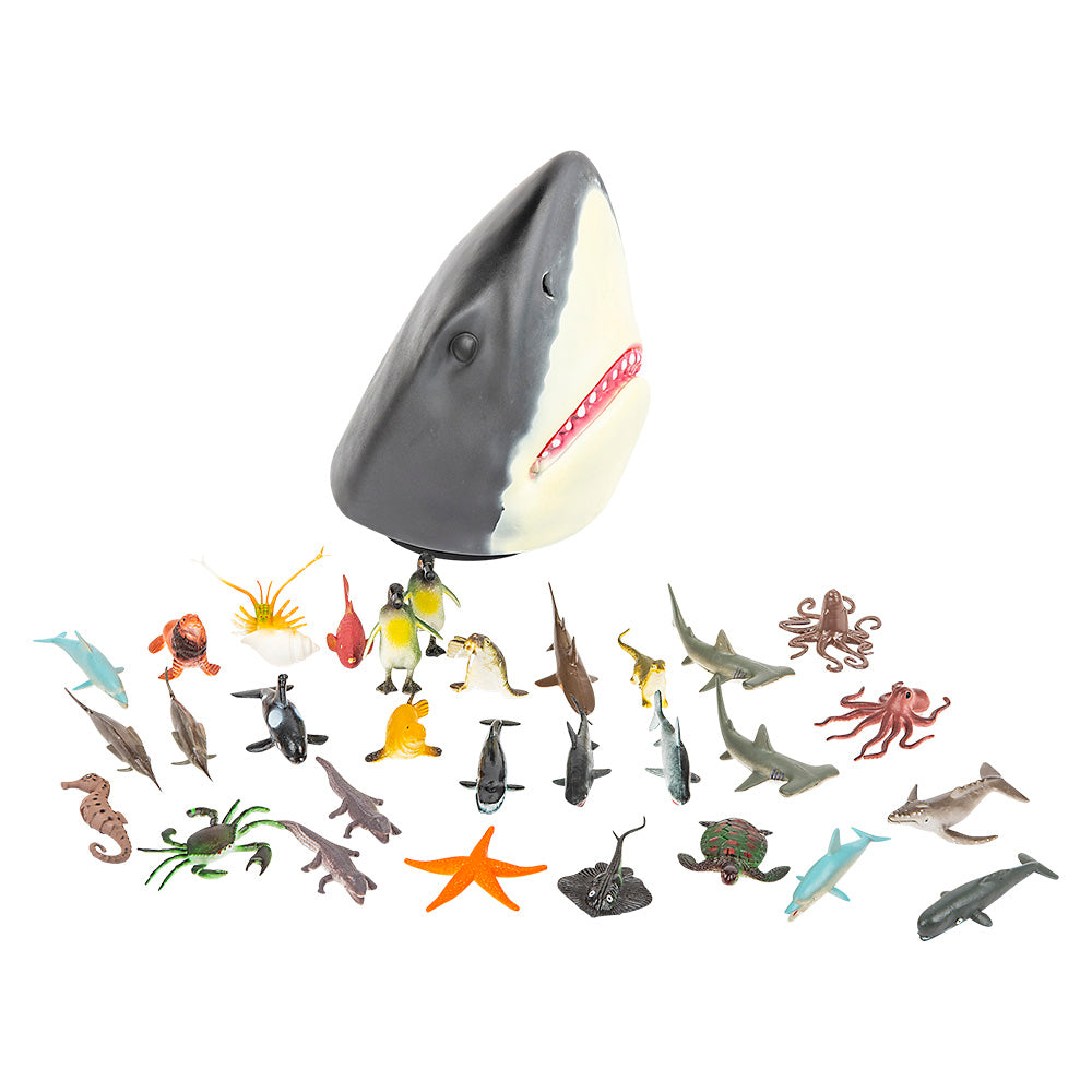 24 PC AQUATIC ANIMAL SET WITH SHARK HEAD CASE