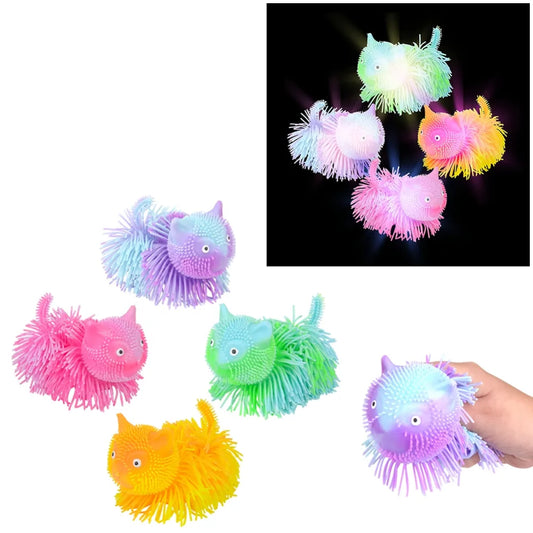 5.5" LIGHT-UP SHAGGY CAT PUFFER 12PC/DISP