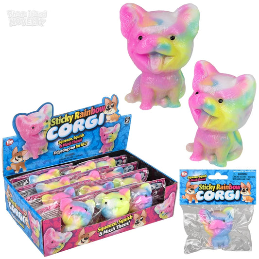 2.75" STICKY RAINBOW CORGI