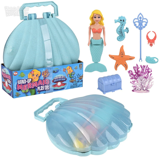 WIND-UP MERMAID CLAM SHELL PLAY SET