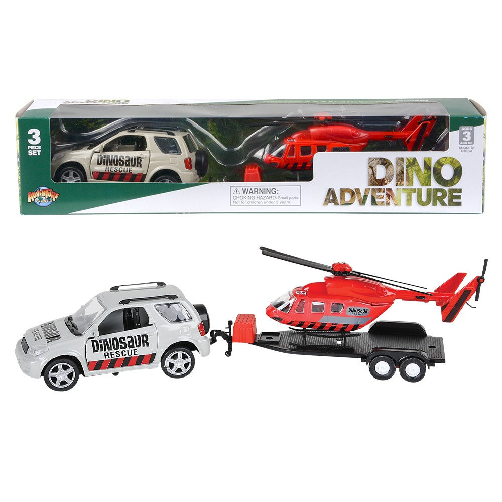 DINOSAUR 4X4 WITH TRAILER AND HELICOPTER
