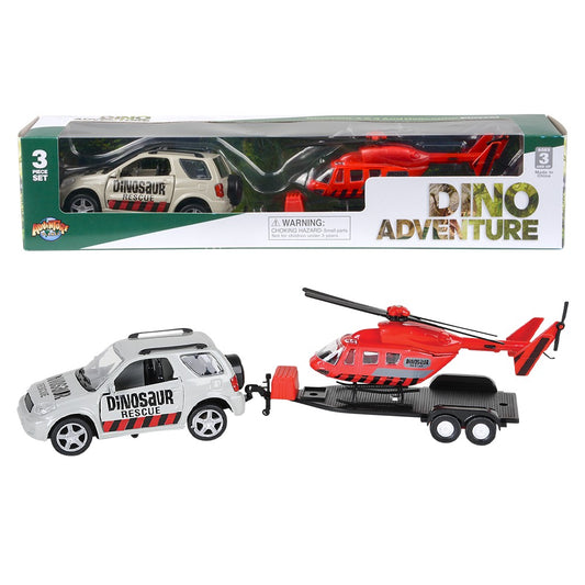 DINOSAUR 4X4 WITH TRAILER AND HELICOPTER