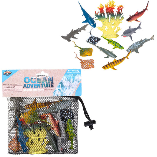 12PC SHARK AND RAY MESH BAG PLAY SET